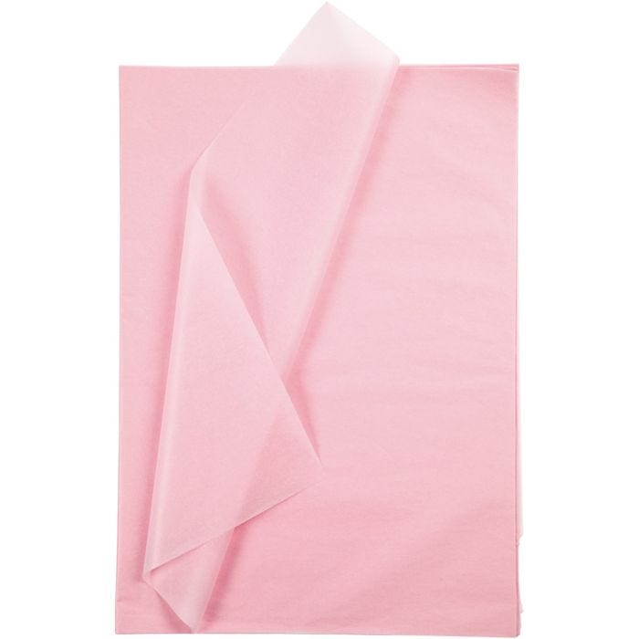 Papel de Seda, hoja 50x70 cm, 17 gr, rosa claro, 10 hoja/ 1 paquete