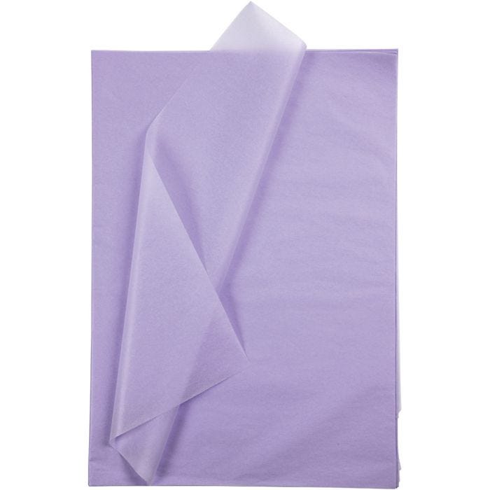 Papel de Seda, hoja 50x70 cm, 17 gr, lila claro, 10 hoja/ 1 paquete