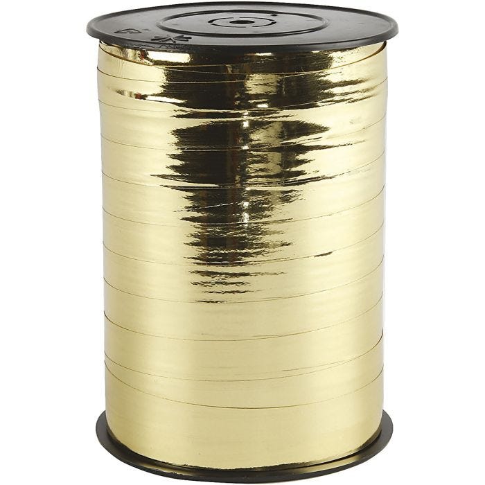 Cinta de plástico, A: 10 mm, glossy, dorado metalizado, 250 m/ 1 rollo