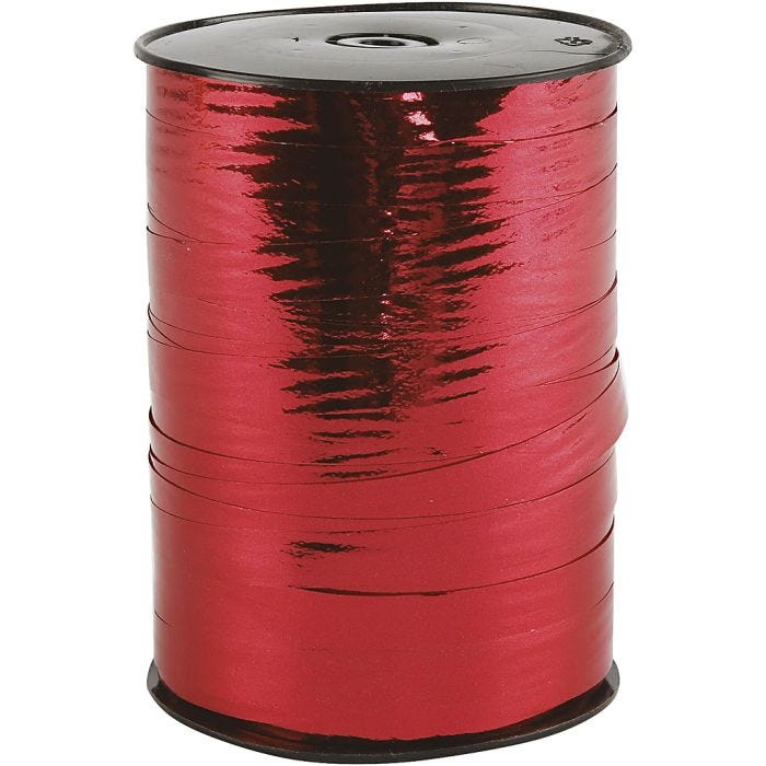 Cinta de plástico, A: 10 mm, glossy, rojo metalizado, 250 m/ 1 rollo