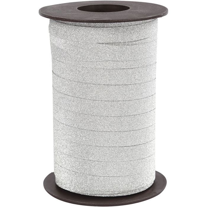 Cinta para rizar, A: 10 mm, purpurina, plata, 100 m/ 1 paquete
