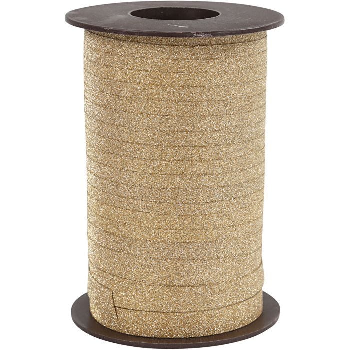 Cinta para rizar, A: 10 mm, purpurina, dorado, 100 m/ 1 rollo