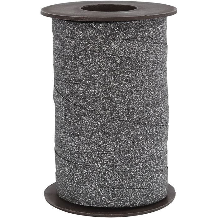 Cinta para rizar, A: 10 mm, purpurina, negro, 100 m/ 1 rollo