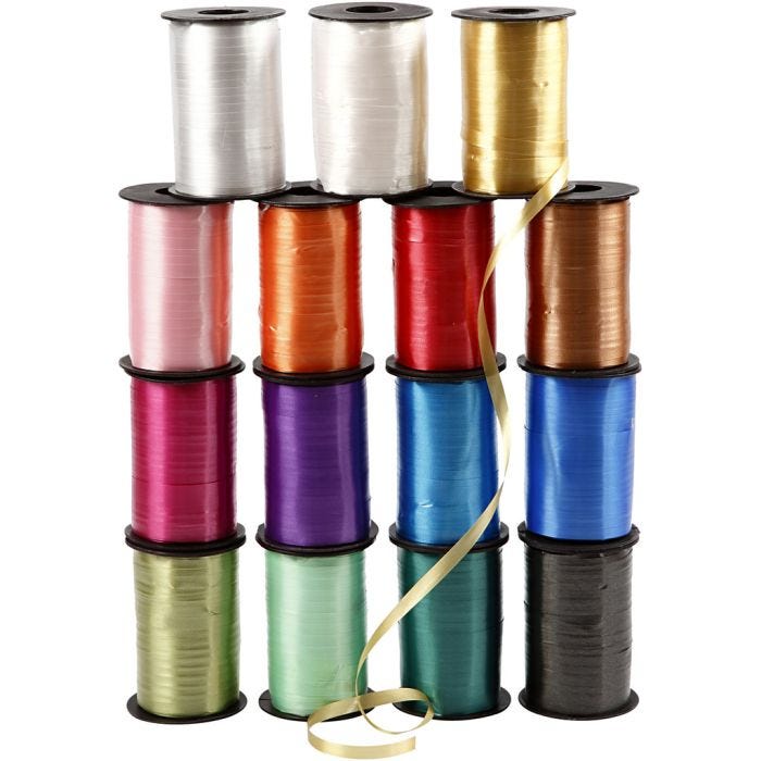 Cintas de plástico- surtido, A: 10 mm, glossy, surtido de colores, 15x250 m/ 1 paquete