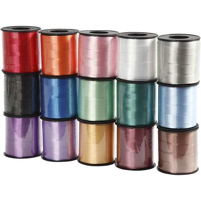 Cintas de plástico- surtido, A: 10 mm, glossy, surtido de colores, 15x50 m/ 1 paquete