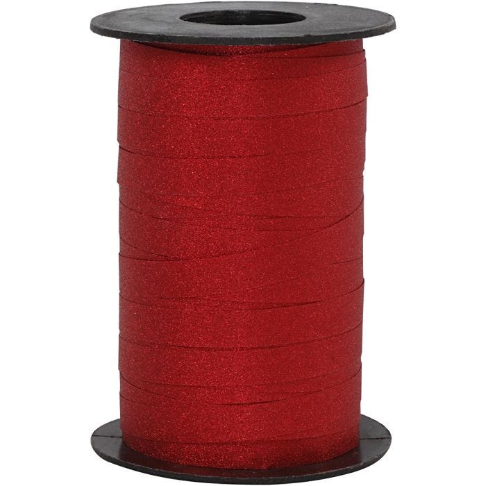 Cinta para rizar, A: 10 mm, purpurina, rojo, 100 m/ 1 rollo
