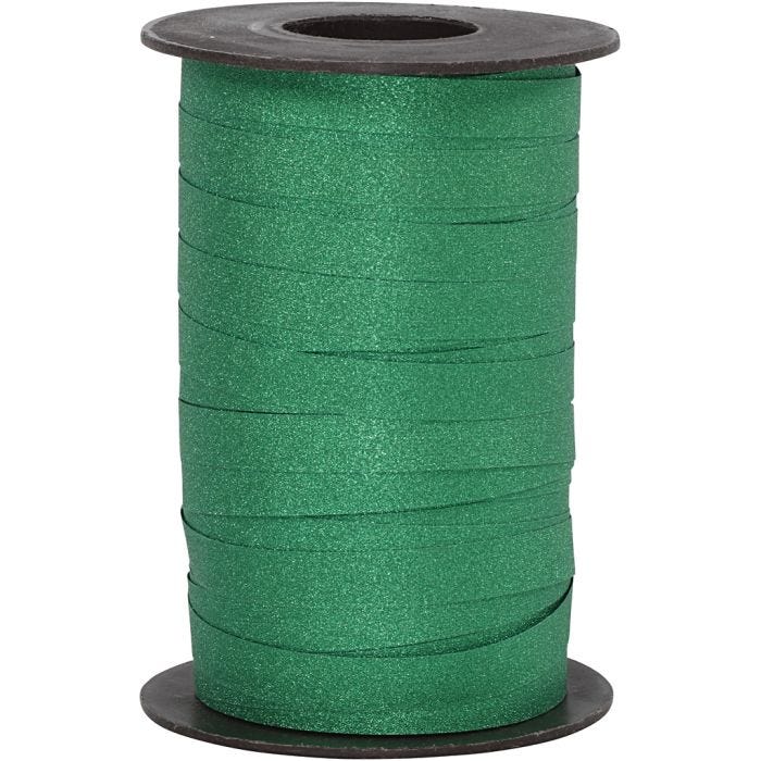Cinta para rizar, A: 10 mm, purpurina, verde, 100 m/ 1 rollo