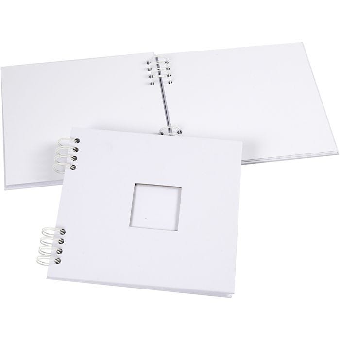 Álbum de scrapbooking encuadernado en espiral, medidas 20x20 cm, 250 gr, blanco, 1 ud