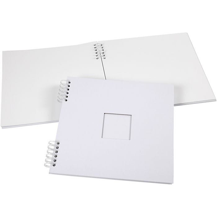 Álbum de scrapbooking encuadernado en espiral, medidas 30,5x30,5 cm, 250 gr, blanco, 1 ud