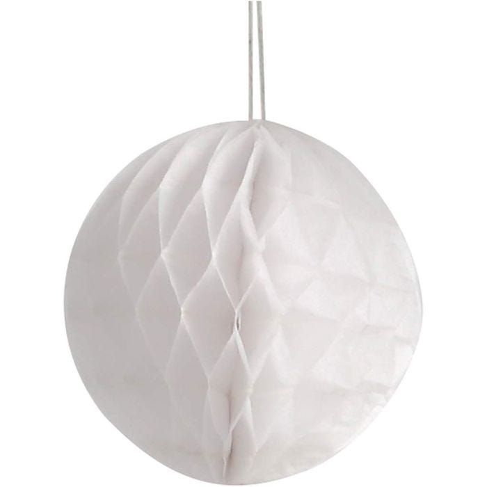Adornos de papel de colmena, dia 8 cm, blanco, 10 ud/ 1 paquete