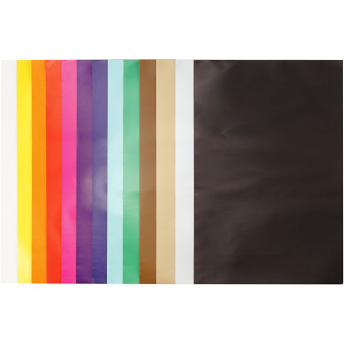 Papel Satinado, hoja 24x32 cm, 80 gr, surtido de colores, 50 hoja/ 1 paquete