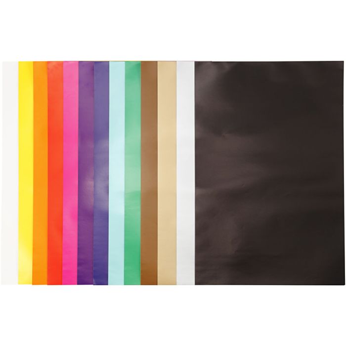 Papel Satinado, hoja 32x48 cm, 80 gr, surtido de colores, 100 hoja/ 1 paquete