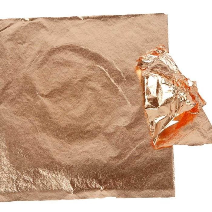 Hoja metálica de imitación, hoja 16x16 cm, cobre, 0,625 m2, 25 hoja/ 1 paquete