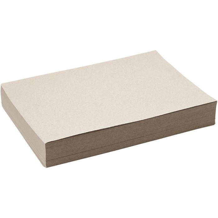 Papel Reciclado tipo Kraft, A4, hoja 210x297 mm, 100 gr, gris marrón, 250 hoja/ 1 paquete