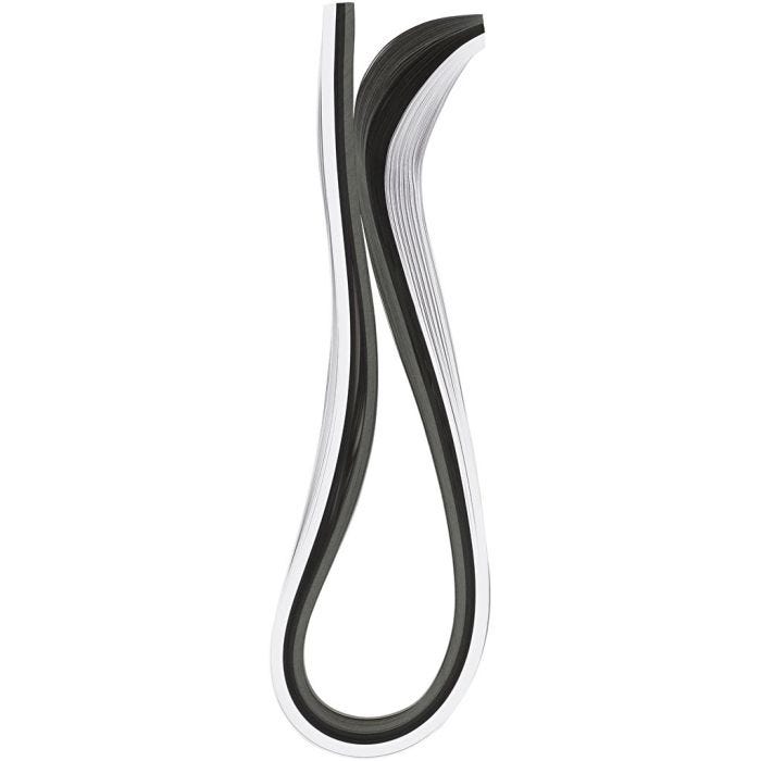 Tiras de papel para Quilling, L. 78 cm, A: 5 mm, 120 gr, negro, gris, blanco, 100ud/ 1 paquete