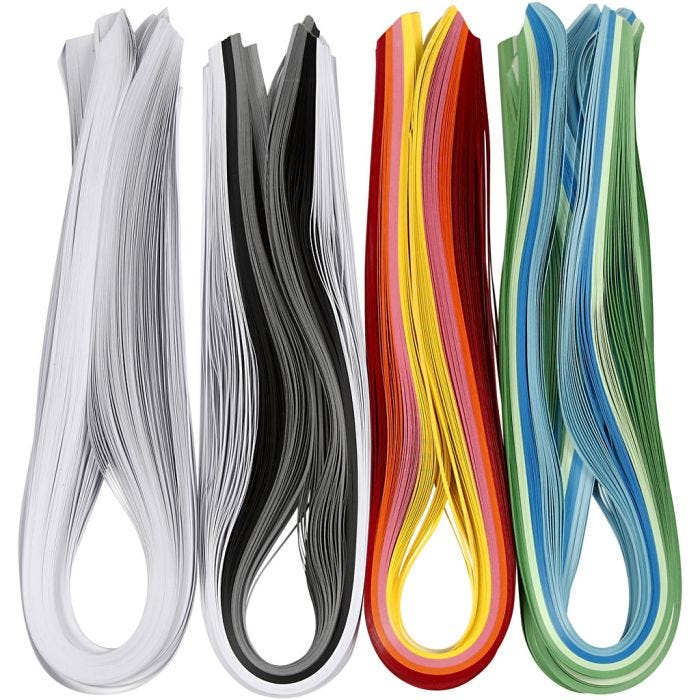 Tiras de papel para Quilling, L. 78 cm, A: 5 mm, 120 gr, surtido de colores, 12x100 ud/ 1 paquete