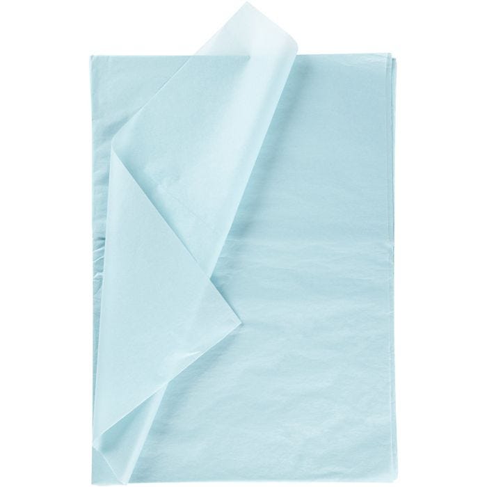 Papel de seda, hoja 50x70 cm, 17 gr, azul claro, 25hoja/ 1 paquete