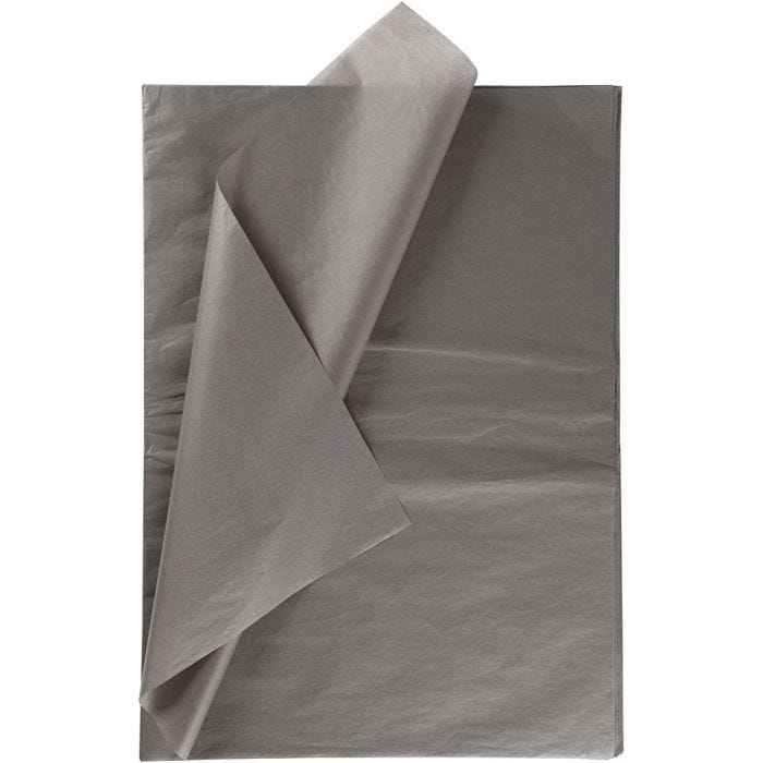 Papel de seda, hoja 50x70 cm, 17 gr, gris oscuro, 25hoja/ 1 paquete