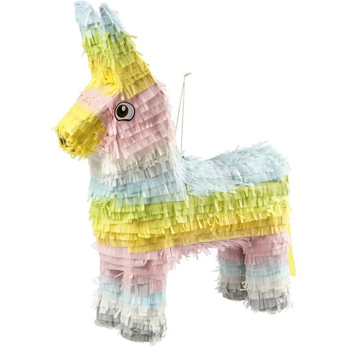 Piñata, medidas 39x13x55 cm, colores pastel, 1 ud