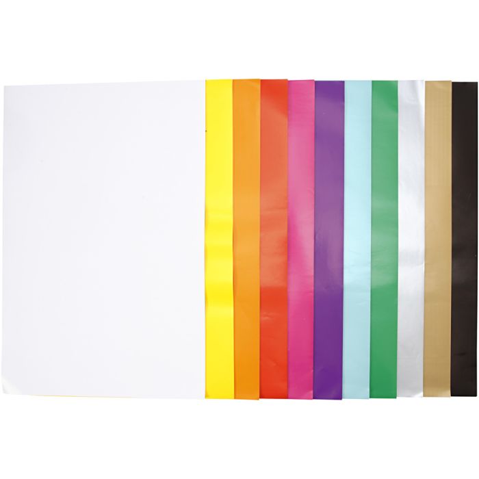 Papel Satinado, hoja 32x48 cm, 80 gr, surtido de colores, 11x25 hoja/ 1 paquete