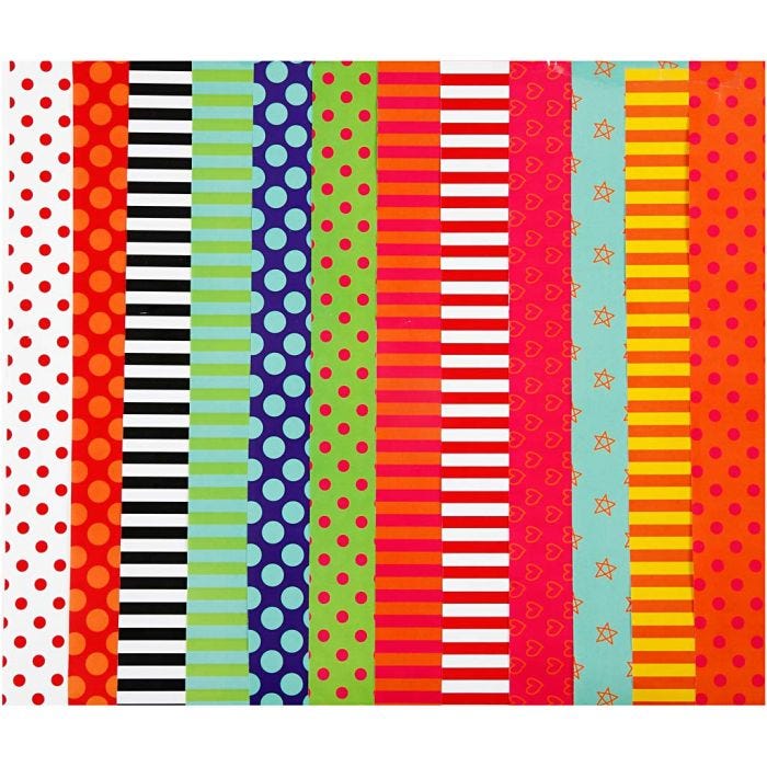 Papel satinado, Estampado , hoja 24x32 cm, 80 gr, surtido de colores, 50hojas stdas/ 1 paquete