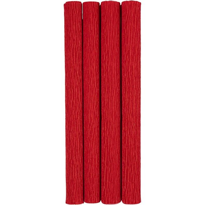 Papel Crepé, hoja 25x60 cm, Relación crêpe: 180%, 105 gr, rojo, 4 hoja/ 1 paquete