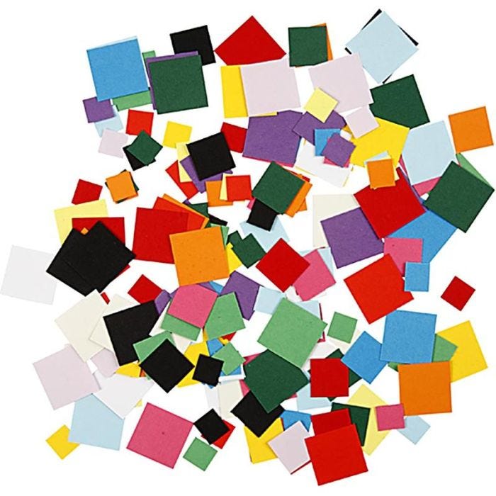 Cartulina para mosaico, cuadrados, medidas 10+15+20 mm, 180 gr/ 1 paquete