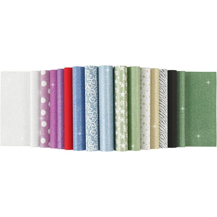 Bloc de papeles con purpurina, A4, hoja 210x297 mm, 150 gr, 30 hoja/ 1 ud