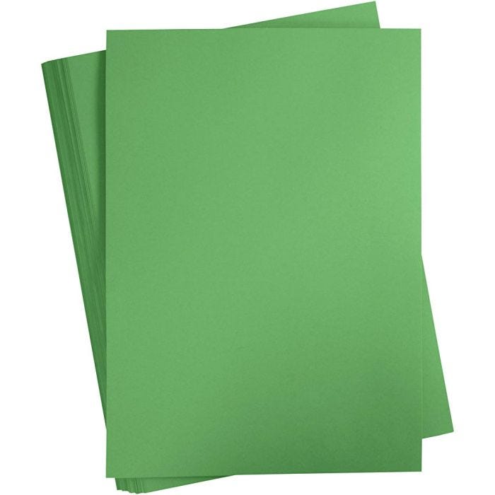 Cartulina de Color, A2, hoja 420x594 mm, 180 gr, verde prado, 100 hoja/ 1 paquete
