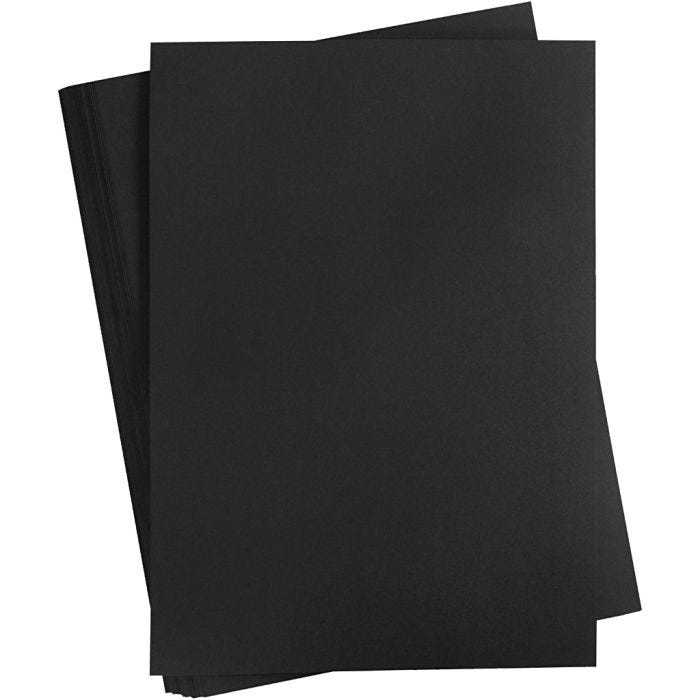 Cartulina de Color, A2, hoja 420x594 mm, 180 gr, negro, 100 hoja/ 1 paquete