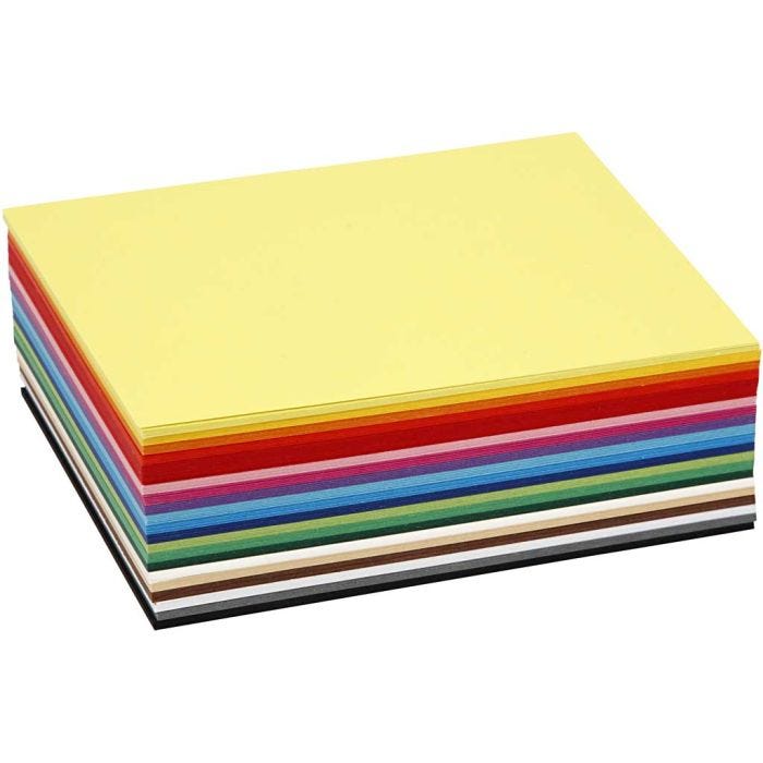 Cartulina Kraft Coloreada, A6, hoja 105x148 mm, 180 gr, surtido de colores, 300 hojas stdas/ 1 paquete