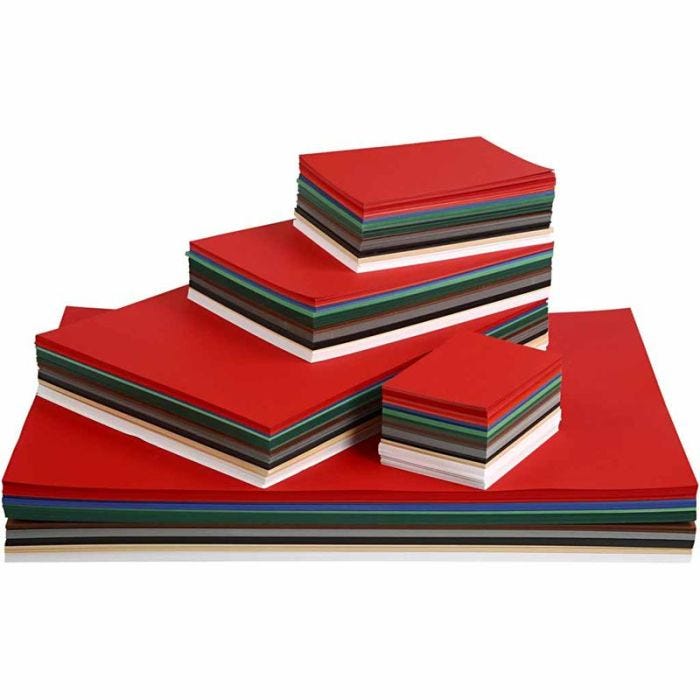 Cartulinas Navideñas, A2,A3,A4,A5,A6, 180 gr, surtido de colores, 1800 hojas stdas/ 1 paquete