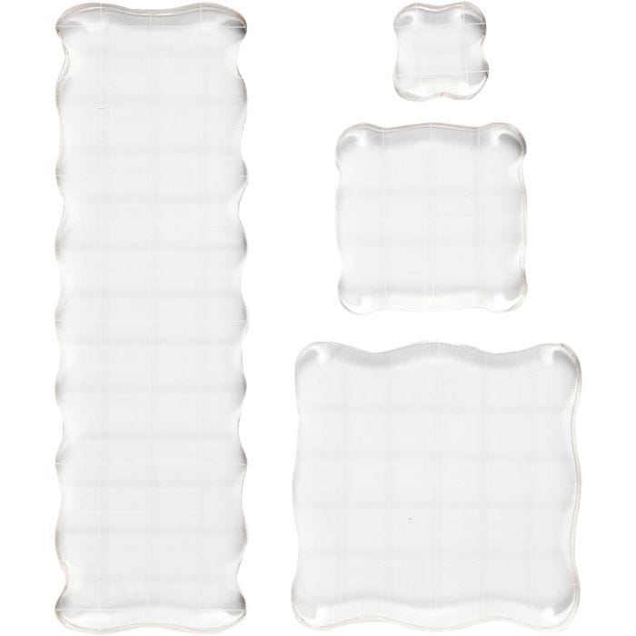 Bloque Acrílico, medidas 2,5x2,5+5x5+7,6x7,6+5x16,5 cm, grosor 1 cm, 4 ud/ 1 paquete