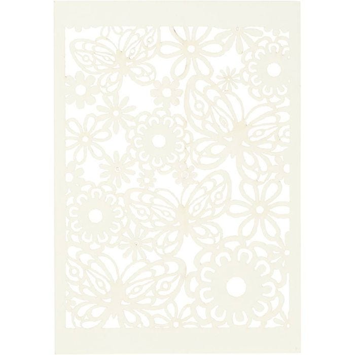 Cartulina con dibujos de encaje, hoja 10,5x15 cm, 200 gr, blanquecino, 10ud/ 1 paquete