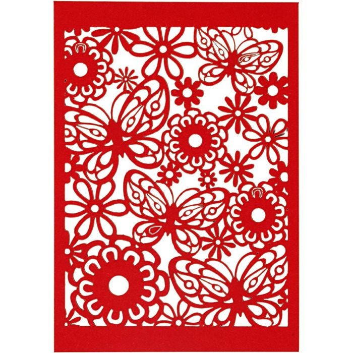 Cartulina con dibujos de encaje, hoja 10,5x15 cm, 200 gr, rojo, 10ud/ 1 paquete