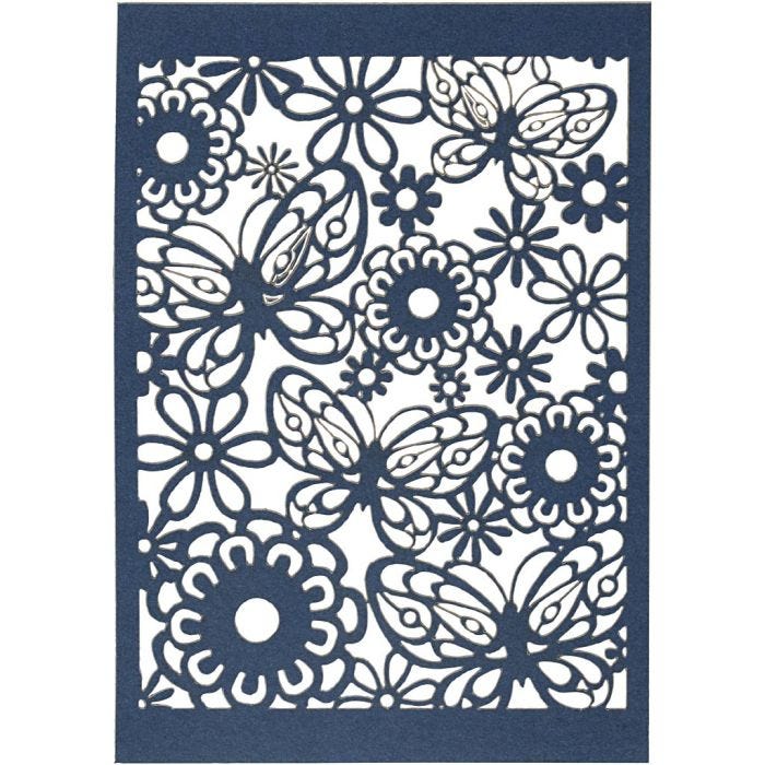 Cartulina con dibujos de encaje, hoja 10,5x15 cm, 200 gr, azul, 10 ud/ 1 paquete