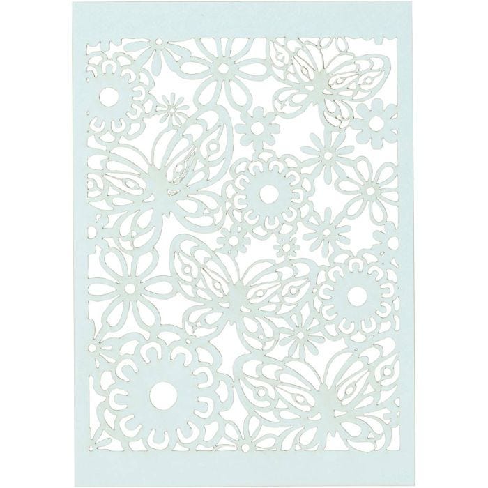 Cartulina con dibujos de encaje, hoja 10,5x15 cm, 200 gr, azul claro, 10 ud/ 1 paquete