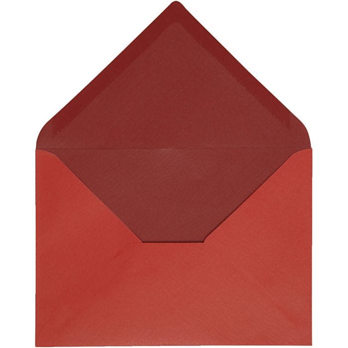 Sobre, medida sobre 11,5x16 cm, 100 gr, rojo, 10 ud/ 1 paquete