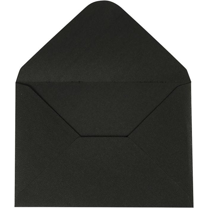 Sobres, medida sobre 11,5x16 cm, 110 gr, negro, 10 ud/ 1 paquete
