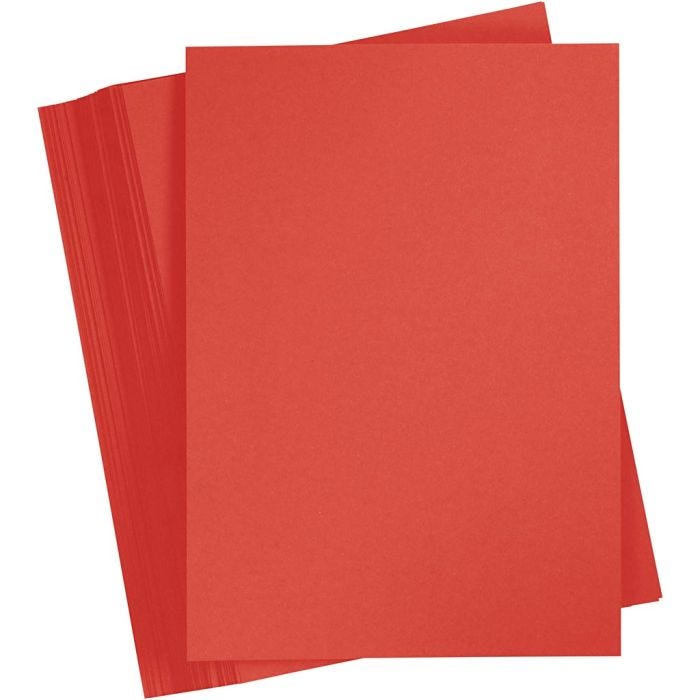 Cartulina de Color, A4, hoja 210x297 mm, 180 gr, rojo, 100 hoja/ 1 paquete