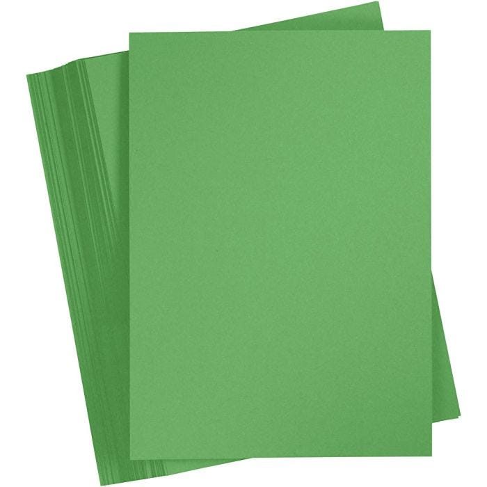 Cartulina de Color, A4, hoja 210x297 mm, 180 gr, verde prado, 100 hoja/ 1 paquete