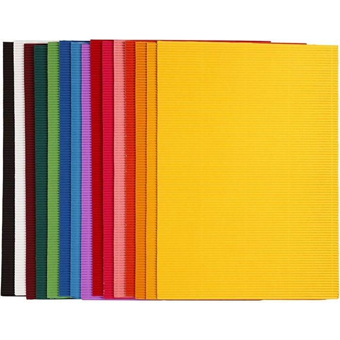 Cartulina corrugada, hoja 25x35 cm, 80 gr, 15 hojas stdas/ 1 paquete