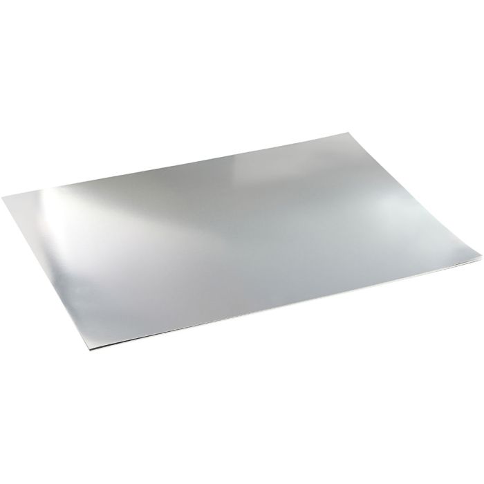 Cartulina metalizada, A2, hoja 420x594 mm, 280 gr, plata, 10 hoja/ 1 paquete