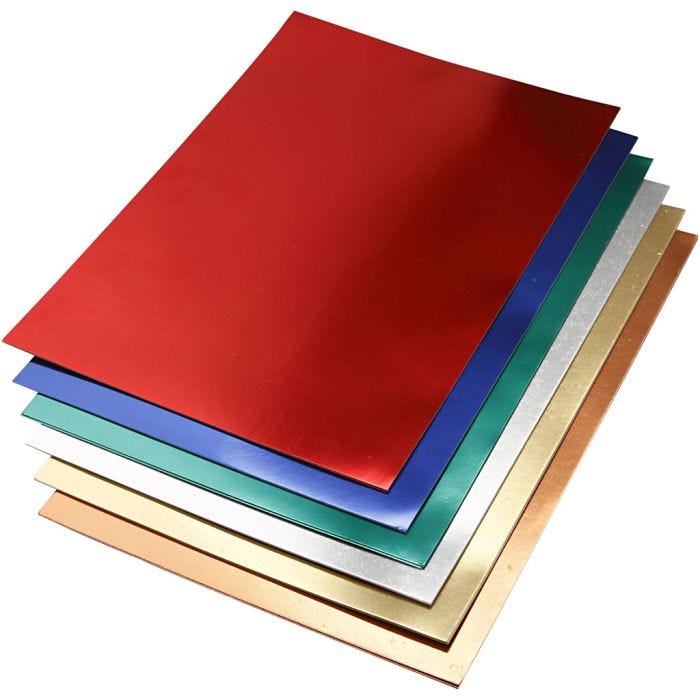 Cartulina metalizada, A2, hoja 420x594 mm, 280 gr, surtido de colores, 30 hojas stdas/ 1 paquete