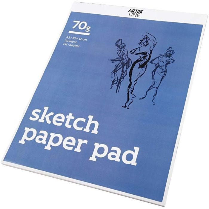 Cuaderno de Dibujo, A3, hoja 297x420 mm, 70 gr, blanco, 70 hoja/ 1 paquete