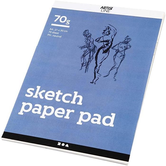Cuaderno de Dibujo, A4, hoja 210x297 mm, 70 gr, blanco, 70 hoja/ 1 paquete