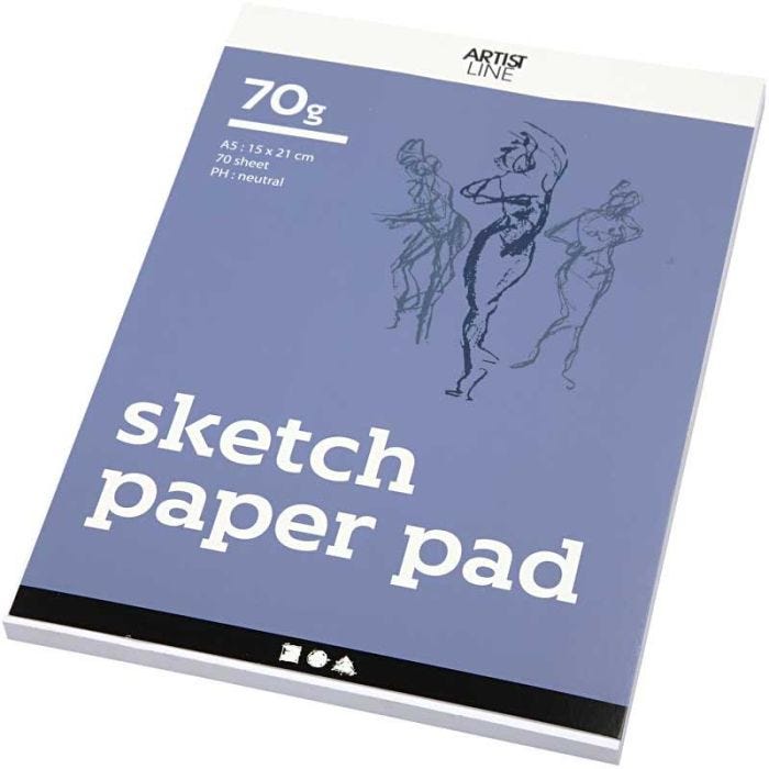Cuaderno de Dibujo, A5, hoja 148x210 mm, 70 gr, blanco, 70 hoja/ 1 paquete