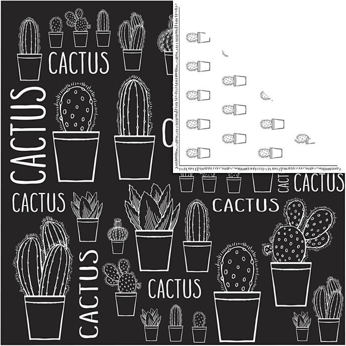 Papel estampado, cactus, 180 gr, 5 hoja/ 1 paquete