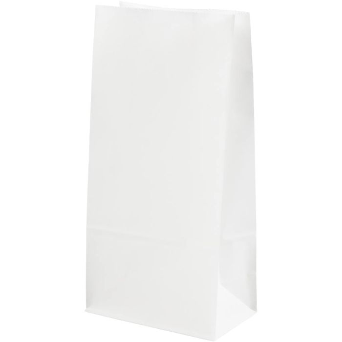 Bolsas de papel, A: 22.5 cm, medidas 6,5x11 cm, 50 gr, blanco, 10 ud/ 1 paquete