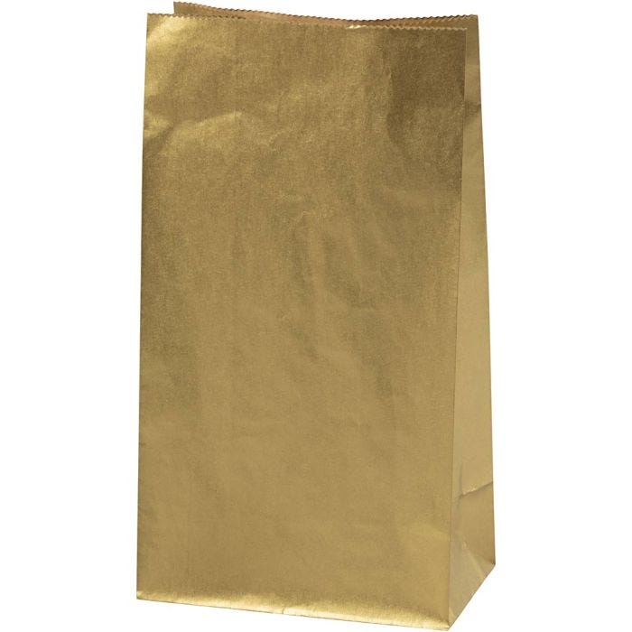 Bolsas de papel, A: 27 cm, medidas 9x15 cm, 50 gr, dorado, 100 ud/ 1 paquete